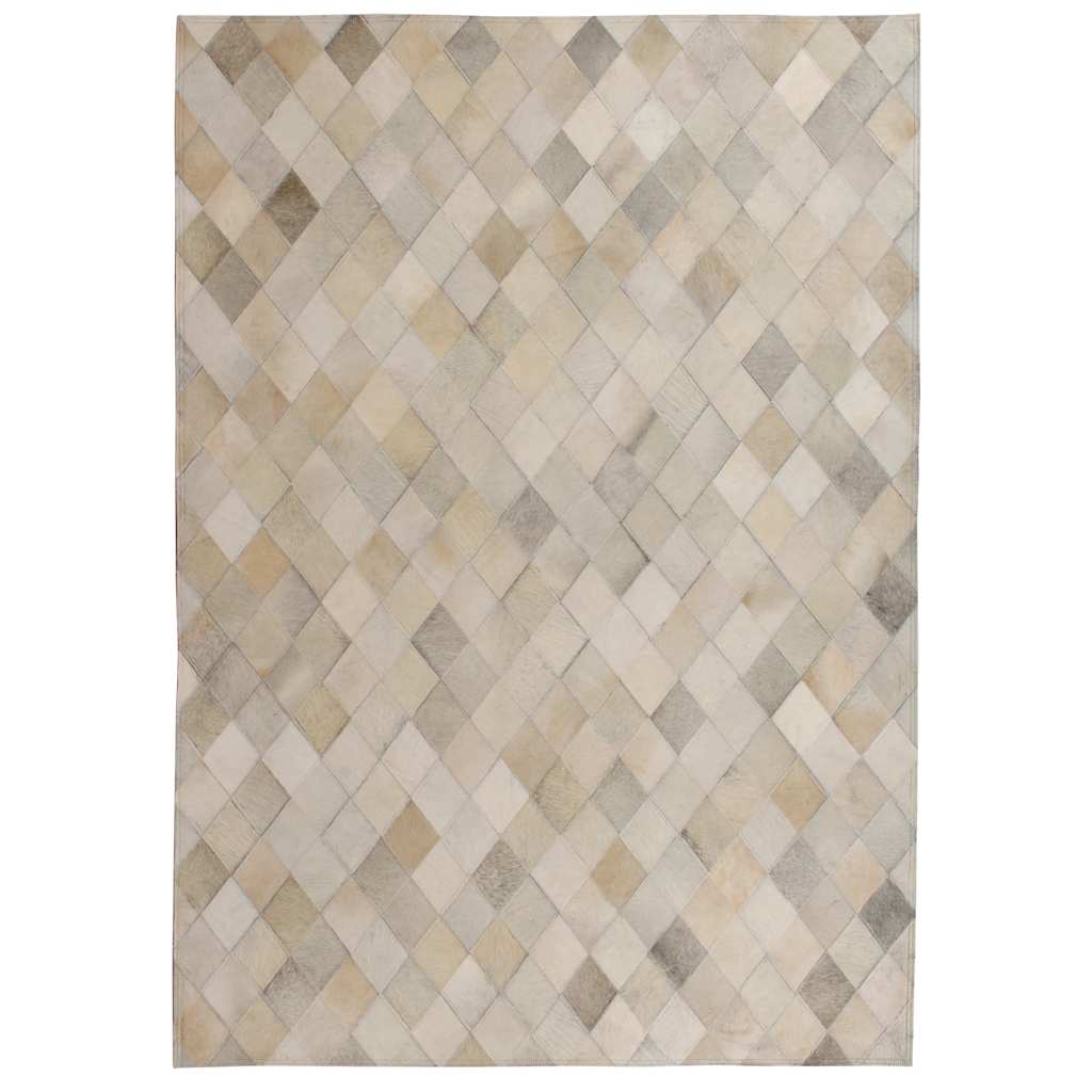 Χαλί Patchwork Ρόμβοι Γκρι 160 x 230 εκ. από Γνήσιο Δέρμα