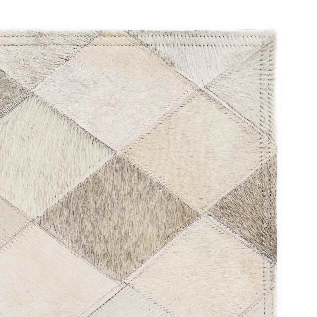 Χαλί Patchwork Ρόμβοι Γκρι 160 x 230 εκ. από Γνήσιο Δέρμα