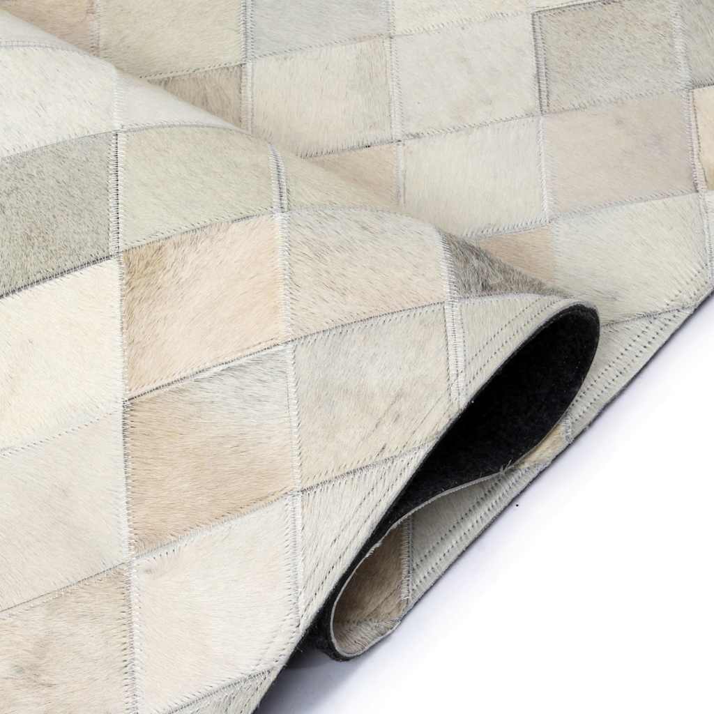 Χαλί Patchwork Ρόμβοι Γκρι 160 x 230 εκ. από Γνήσιο Δέρμα