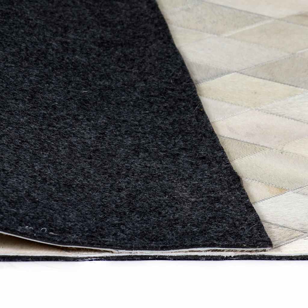 Χαλί Patchwork Ρόμβοι Γκρι 160 x 230 εκ. από Γνήσιο Δέρμα
