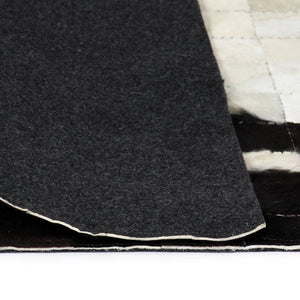 Χαλί Patchwork Τετράγωνα Μαύρο/Λευκό 80 x 150 εκ. Γνήσιο Δέρμα