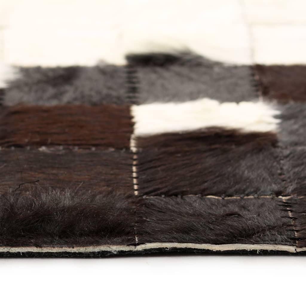 Χαλί Patchwork Τετράγωνα Μαύρο/Λευκό 80 x 150 εκ. Γνήσιο Δέρμα