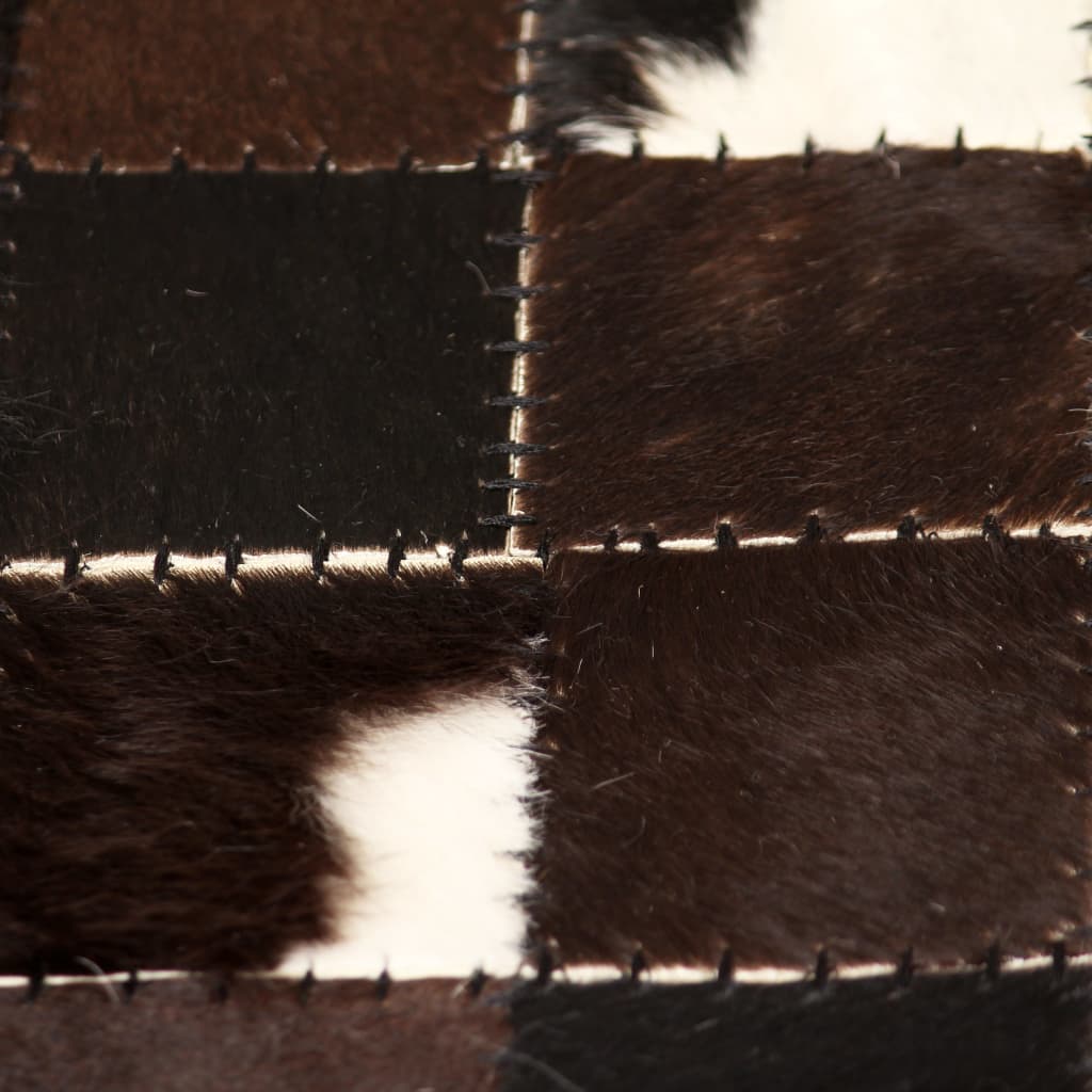 Χαλί Patchwork Τετράγωνα Μαύρο/Λευκό 80 x 150 εκ. Γνήσιο Δέρμα