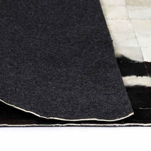Χαλί Patchwork Τετράγωνα Μαύρο/Λευκό 120 x 170 εκ. Γνήσιο Δέρμα