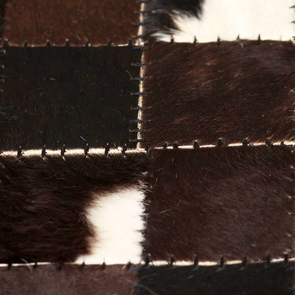 Χαλί Patchwork Τετράγωνα Μαύρο/Λευκό 120 x 170 εκ. Γνήσιο Δέρμα