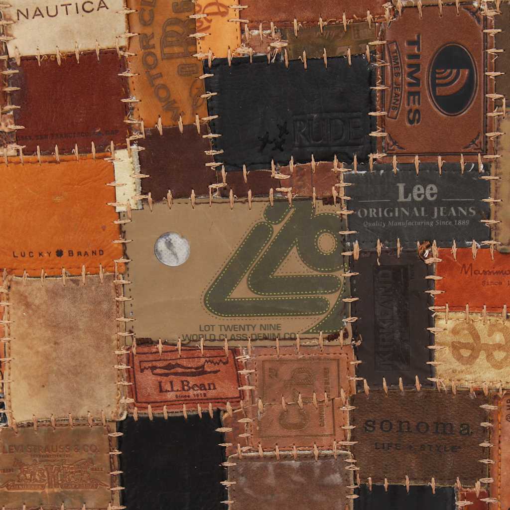 Χαλί Patchwork από Ετικέτες Τζιν Καφέ 120x170 εκ. Γνήσιο Δέρμα