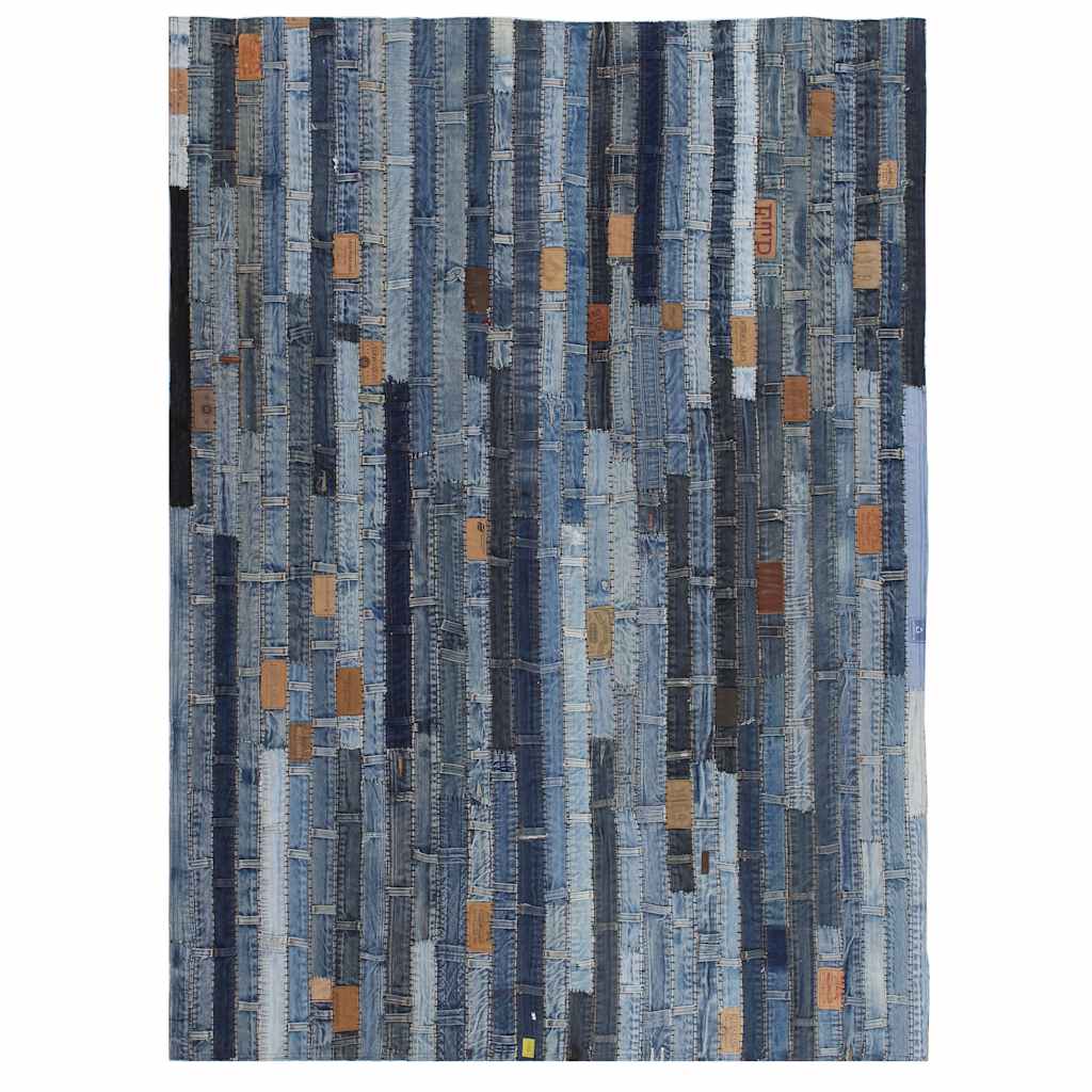 Χαλί Patchwork με Κομμάτια Μέσης από Τζιν Denim Μπλε 80x150 εκ.