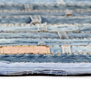 Χαλί Patchwork με Κομμάτια Μέσης από Τζιν Denim Μπλε 80x150 εκ.