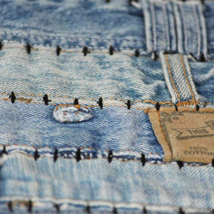 Χαλί Patchwork με Κομμάτια Μέσης από Τζιν Denim Μπλε 80x150 εκ.