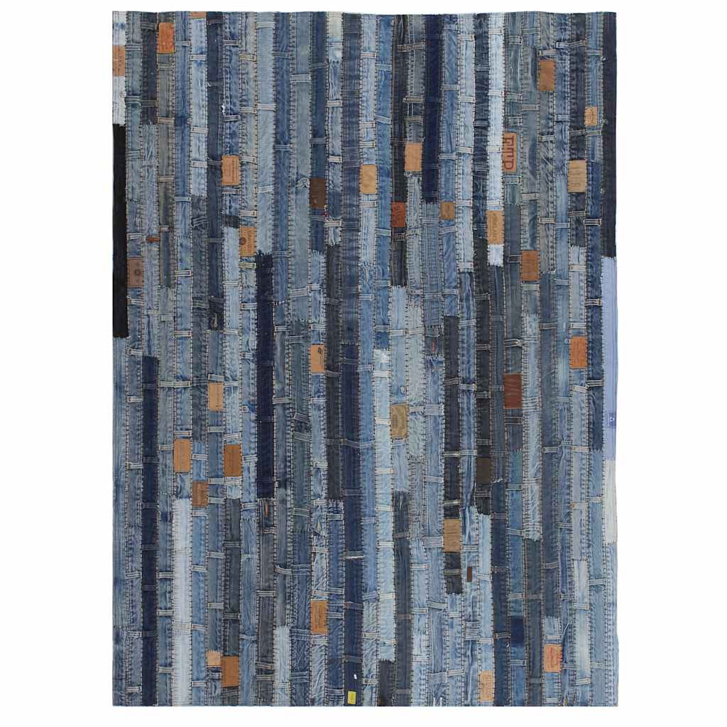 Χαλί Patchwork με Κομμάτια Μέσης από Τζιν Denim Μπλε 120x170 εκ