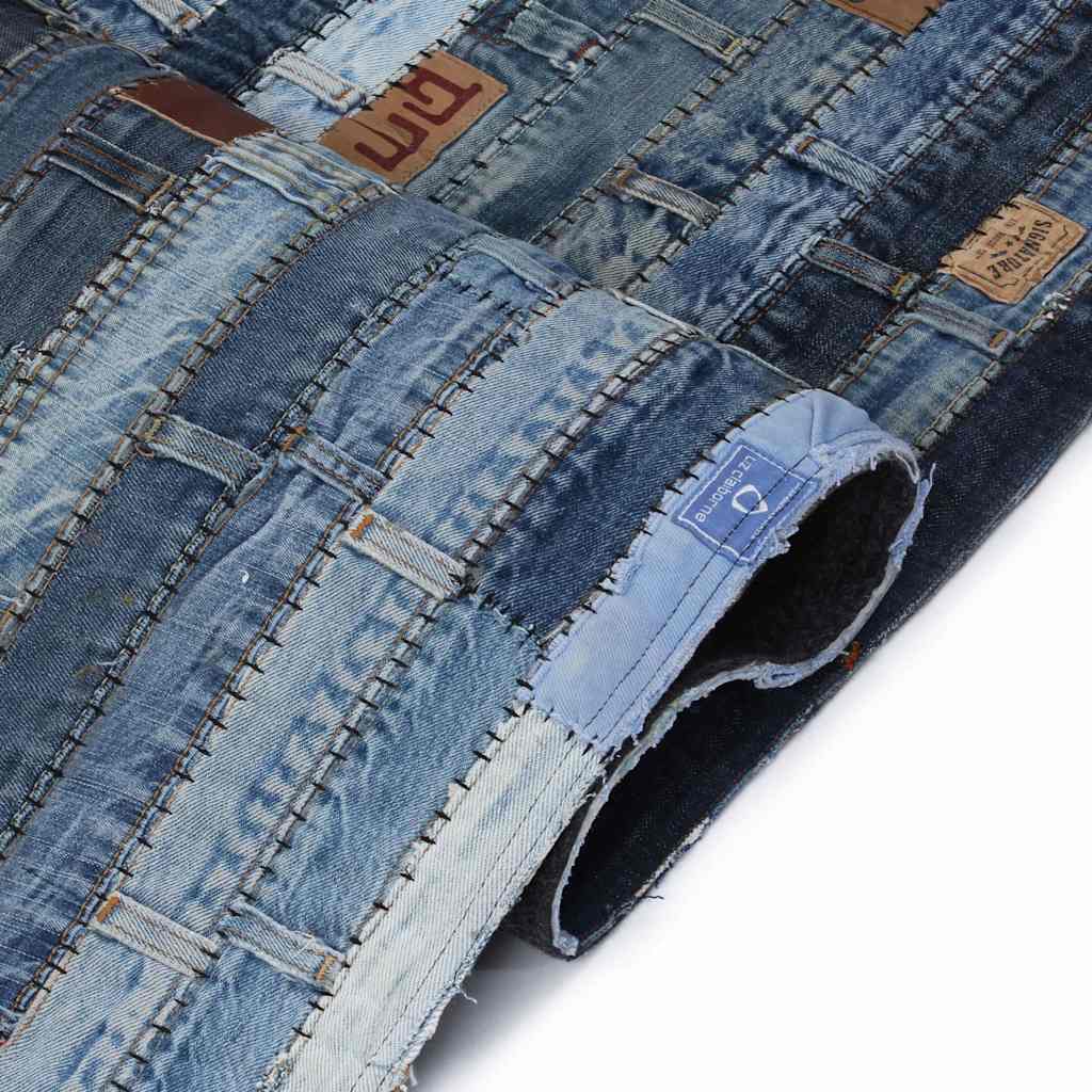 Χαλί Patchwork με Κομμάτια Μέσης από Τζιν Denim Μπλε 120x170 εκ