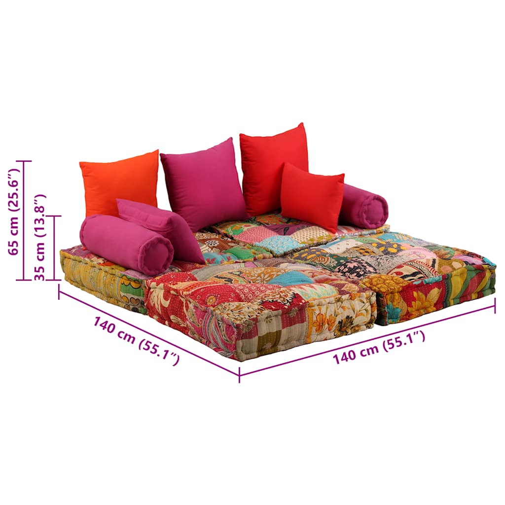 Κάθισμα - Πουφ Διθέσιο Αρθρωτό Patchwork Υφασμάτινο - PAKOBAZAAR