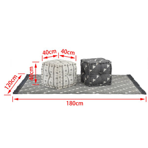 Πουφ Γεωμετρικό Γκρι και Λευκό 40 x 40 x 40 cm ύφασμα