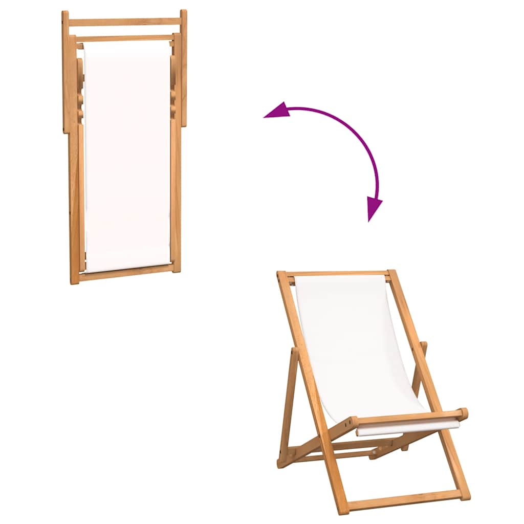 Ξαπλώστρα Κρεμ 56 x 105 x 96 εκ. από Ξύλο Teak - Pakobazaar