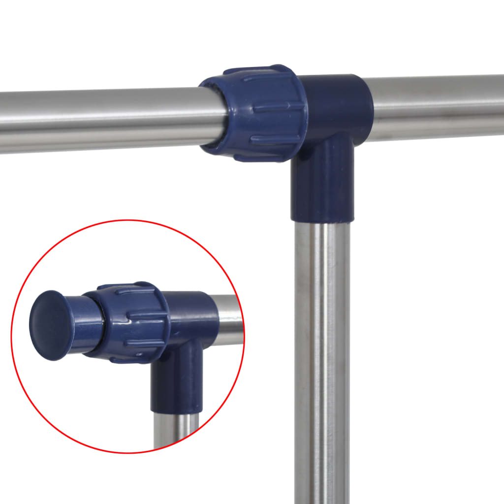 Κρεμάστρα Δαπέδου Ρυθμιζόμενη Ασημί 165x44x150 εκ. Ανοξ. Ατσάλι - PAKOBAZAAR