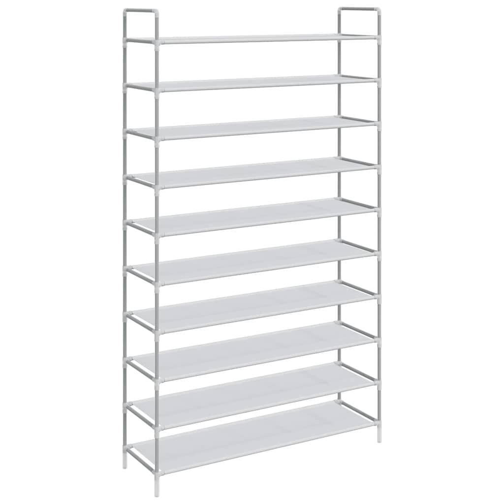 Παπουτσοθήκη με 10 Ράφια Ασημί από Μέταλλο και Ύφασμα Non Woven - PAKOBAZAAR