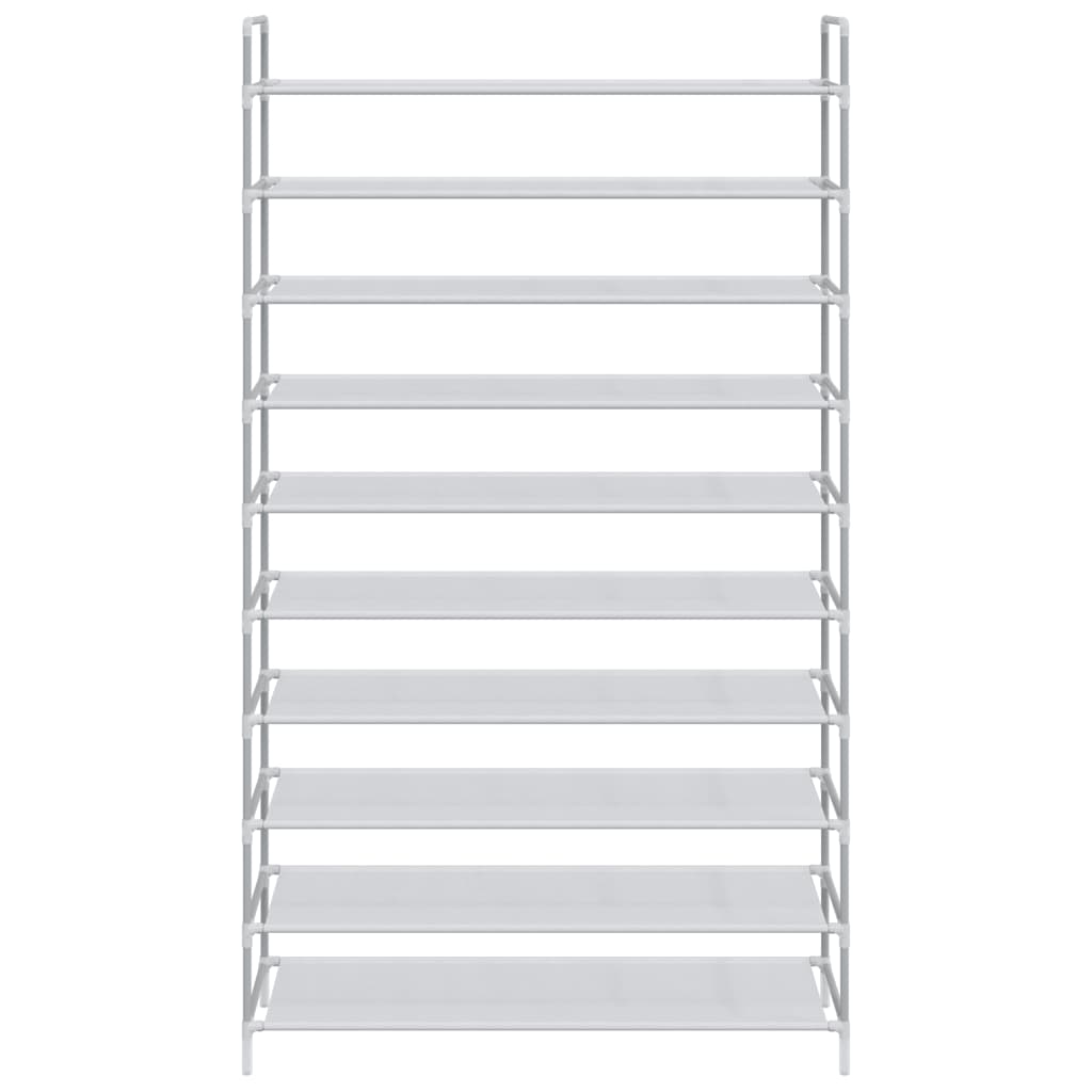 Παπουτσοθήκη με 10 Ράφια Ασημί από Μέταλλο και Ύφασμα Non Woven - PAKOBAZAAR