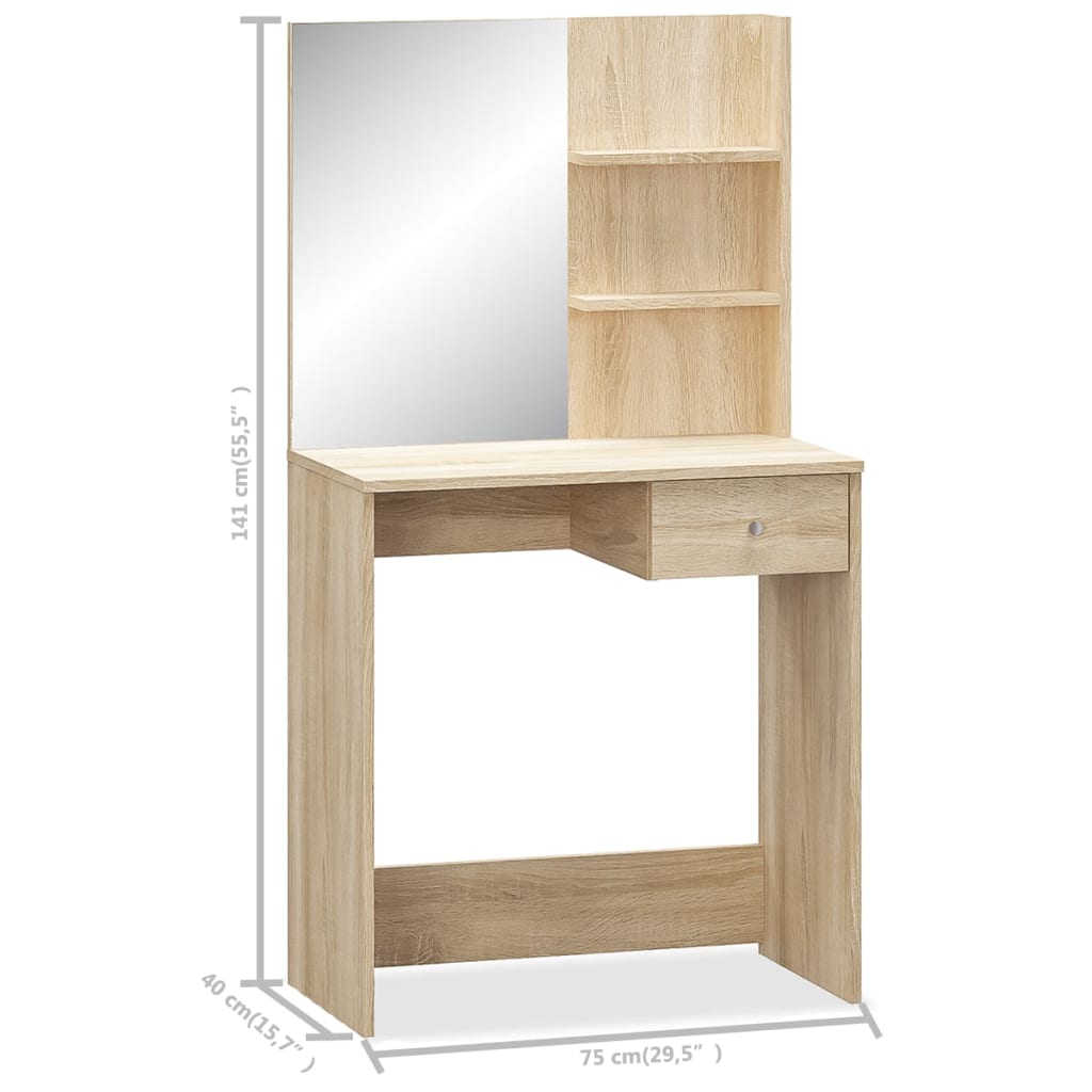 Μπουντουάρ Χρ. Δρυός 75 x 40 x 141 εκ. από Επεξ. Ξύλο - PAKOBAZAAR