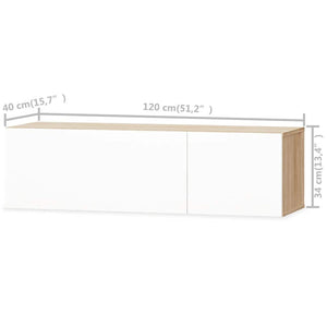 Έπιπλο Τηλεόρασης Γυαλιστ. Λευκό/Δρυς 120x40x34 εκ. Επεξ. Ξύλο