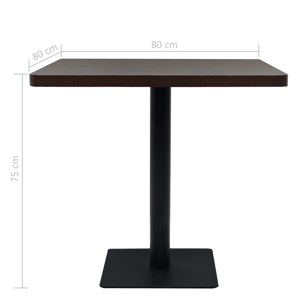 Τραπέζι Bistro Τετράγωνο Σκούρο Σταχτί 80x80x75 εκ. MDF/Ατσάλι - PAKOBAZAAR