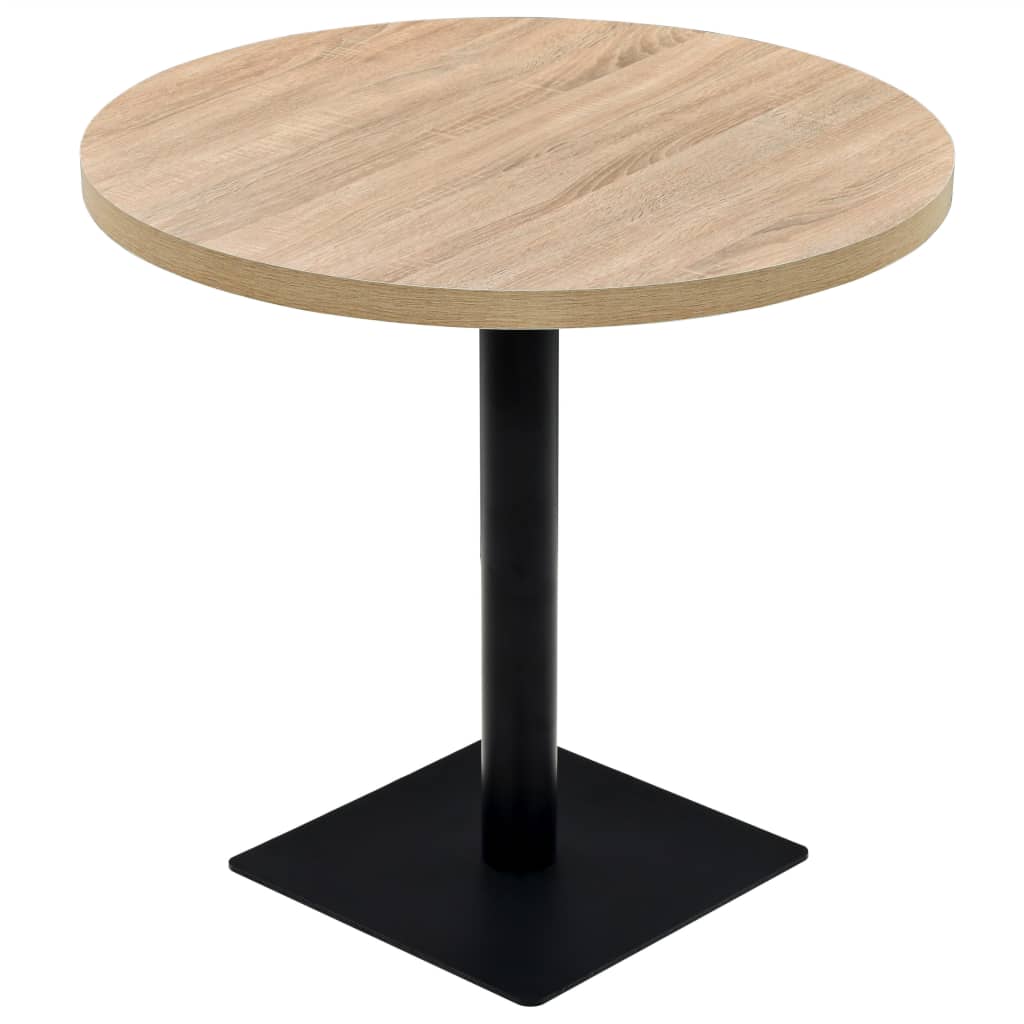 Τραπέζι Bistro Στρογγυλό Χρώμα Δρυός 80 x 75 εκ. MDF / Ατσάλι - PAKOBAZAAR