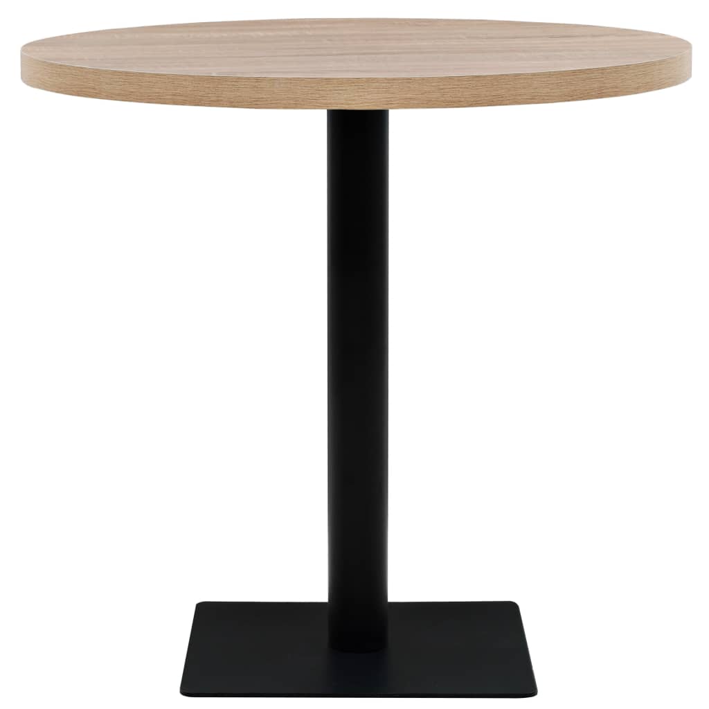 Τραπέζι Bistro Στρογγυλό Χρώμα Δρυός 80 x 75 εκ. MDF / Ατσάλι - PAKOBAZAAR