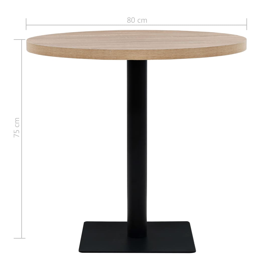 Τραπέζι Bistro Στρογγυλό Χρώμα Δρυός 80 x 75 εκ. MDF / Ατσάλι - PAKOBAZAAR