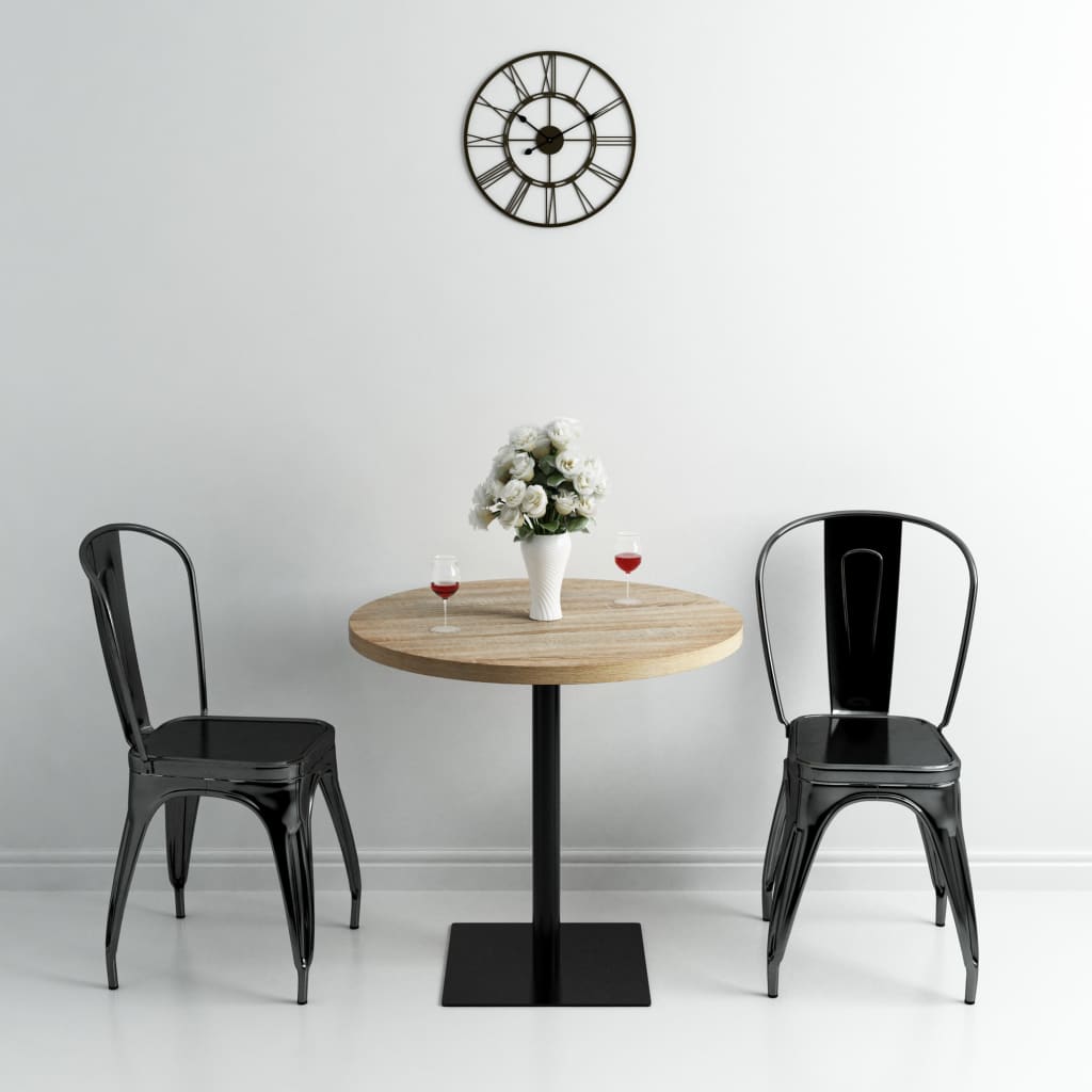 Τραπέζι Bistro Στρογγυλό Χρώμα Δρυός 80 x 75 εκ. MDF / Ατσάλι - PAKOBAZAAR