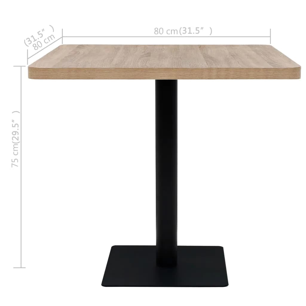 Τραπέζι Bistro Τετράγωνο Χρώμα Δρυός 80x80x75 εκ. MDF/Ατσάλι - PAKOBAZAAR