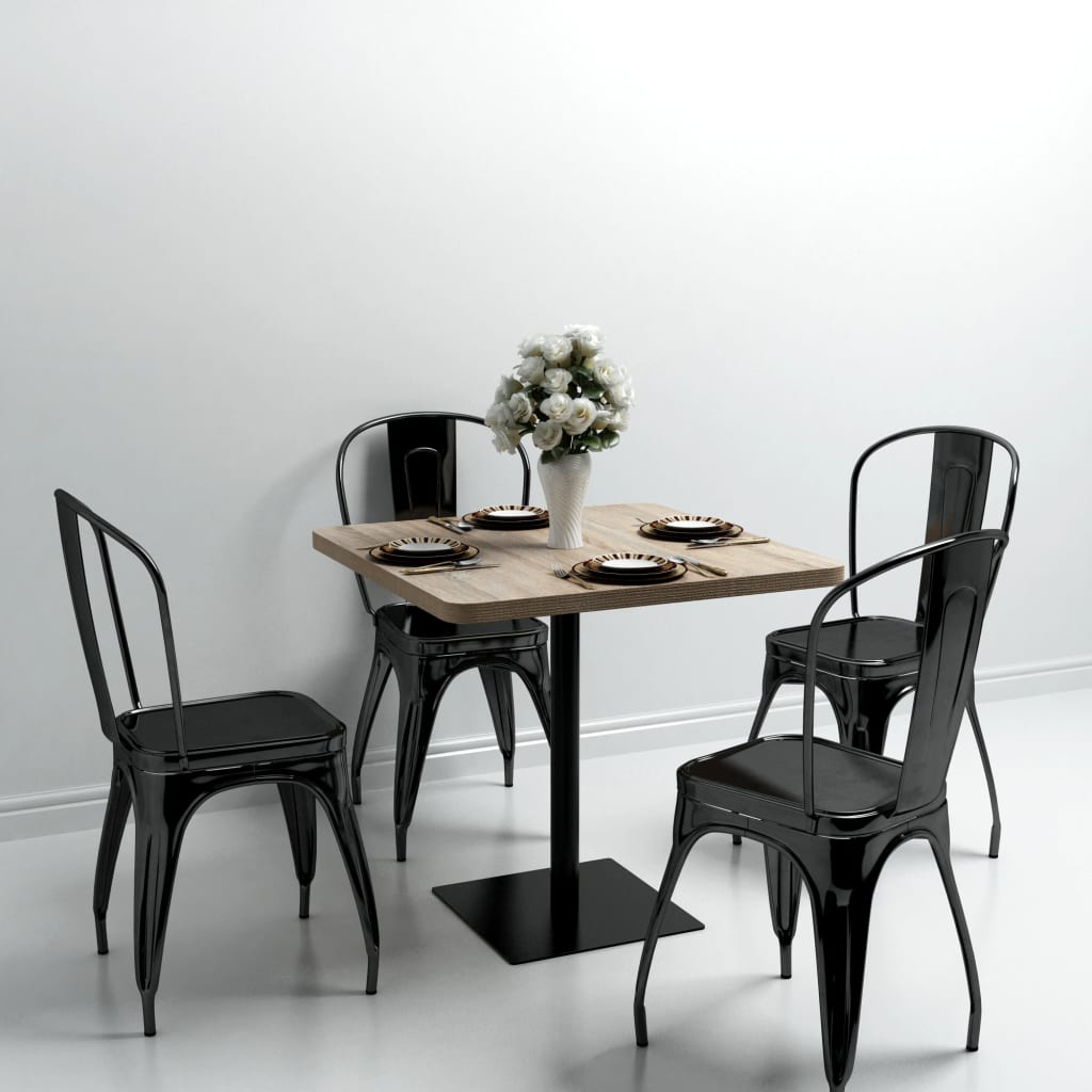 Τραπέζι Bistro Τετράγωνο Χρώμα Δρυός 80x80x75 εκ. MDF/Ατσάλι - PAKOBAZAAR