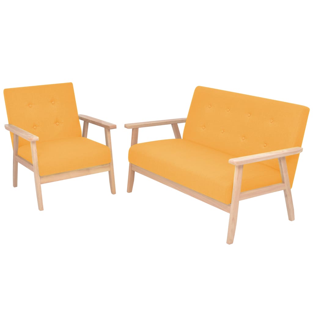 Σετ Σαλονιού 2 τεμ. Κίτρινο Υφασμάτινο - PAKOBAZAAR