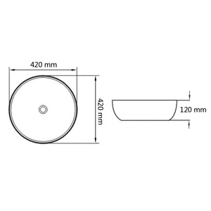 Νιπτήρας Στρογγυλός Μαύρος 42x12 εκ. Κεραμικός - PAKOBAZAAR