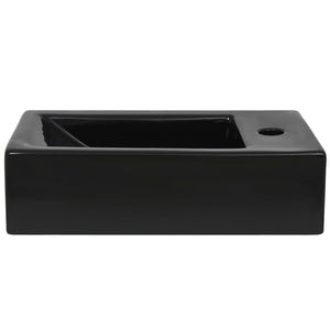 Νιπτήρας Ορθογώνιος Οπή Βρύσης Μαύρος 46x25,5x12 εκ. Κεραμικός - PAKOBAZAAR