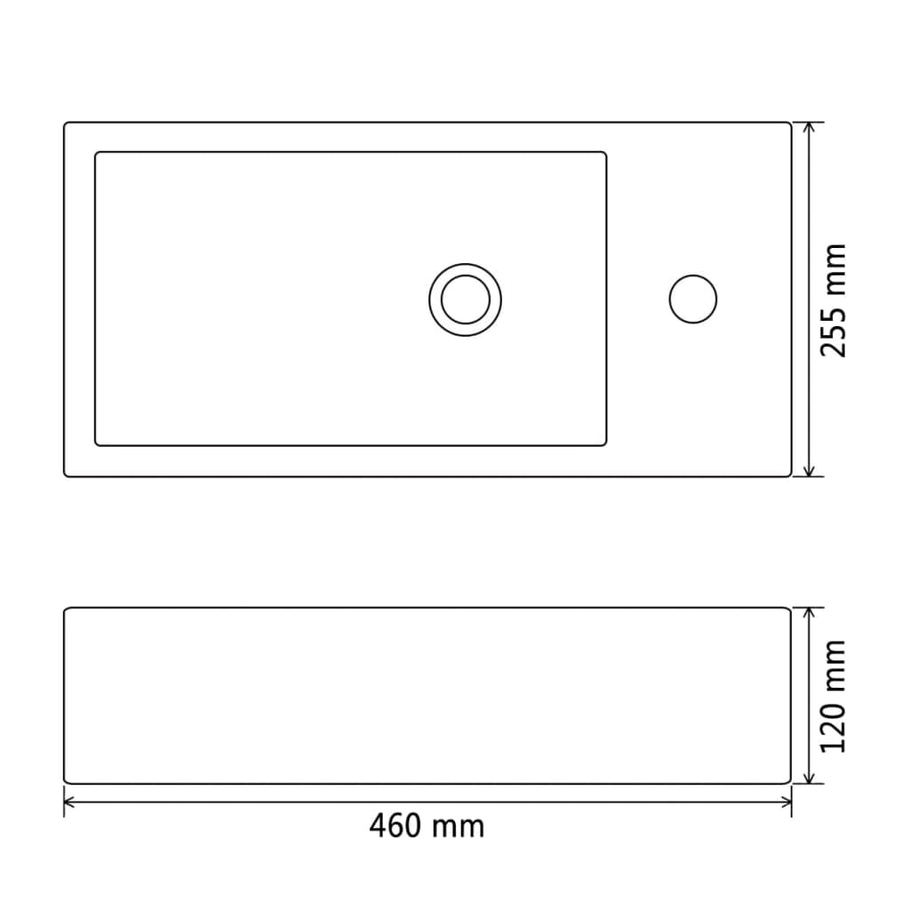 Νιπτήρας Ορθογώνιος Οπή Βρύσης Μαύρος 46x25,5x12 εκ. Κεραμικός - PAKOBAZAAR