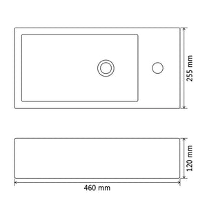 Νιπτήρας Ορθογώνιος Οπή Βρύσης Μαύρος 46x25,5x12 εκ. Κεραμικός - PAKOBAZAAR
