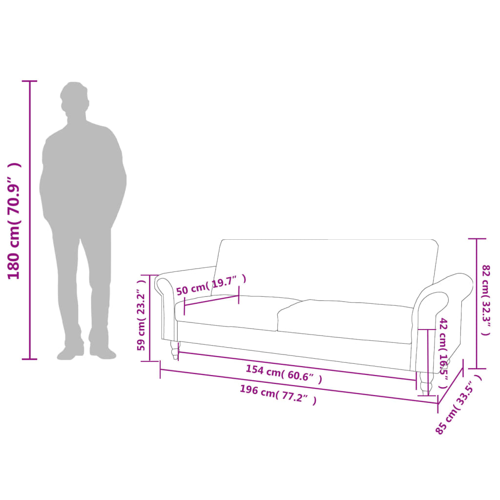 Καναπές Διθέσιος με Μπράτσα Μετατρέψιμος Καφέ Συνθετικό Καστόρι - PAKOBAZAAR