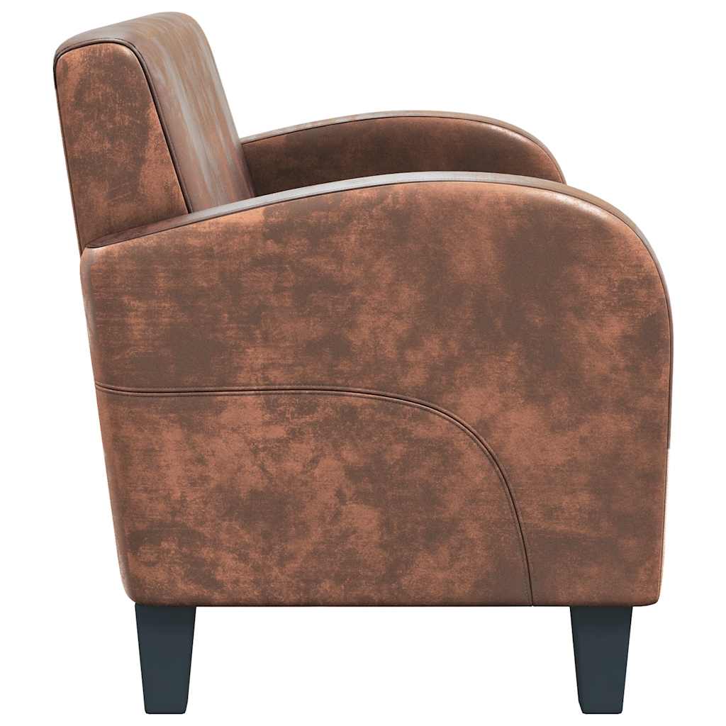 Καναπές Διθέσιος Καφέ από Συνθετικό Καστόρι - PAKOBAZAAR