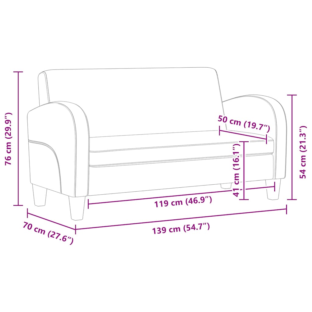 Καναπές Διθέσιος Καφέ από Συνθετικό Καστόρι - PAKOBAZAAR