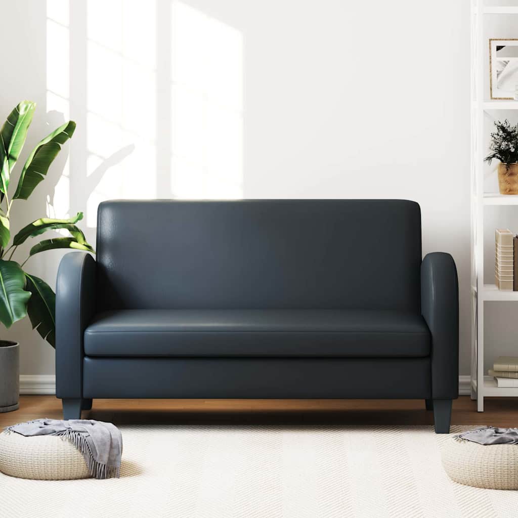 Καναπές Διθέσιος Μαύρος από Συνθετικό Δέρμα - PAKOBAZAAR