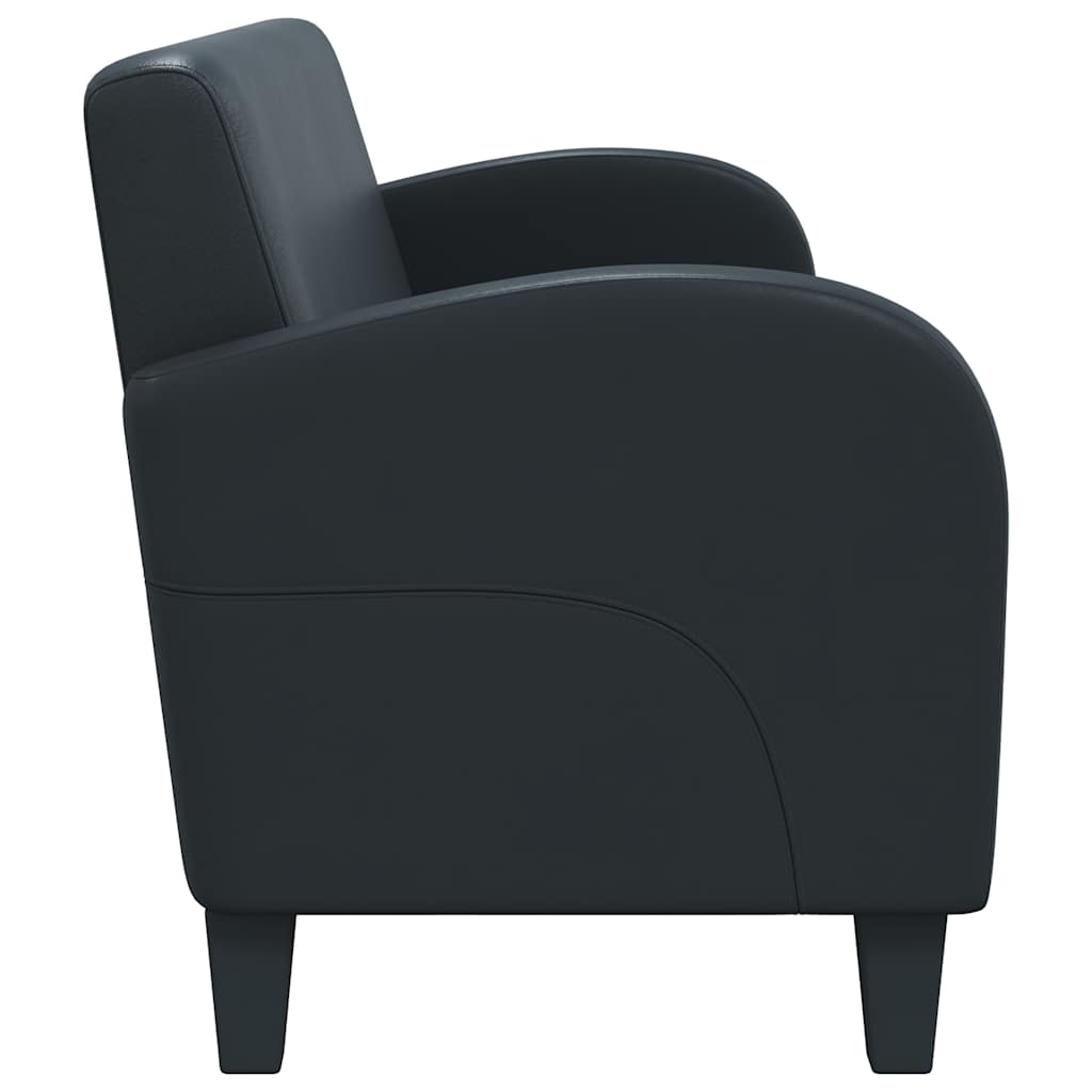 Καναπές Τριθέσιος Μαύρος από Συνθετικό Δέρμα - PAKOBAZAAR