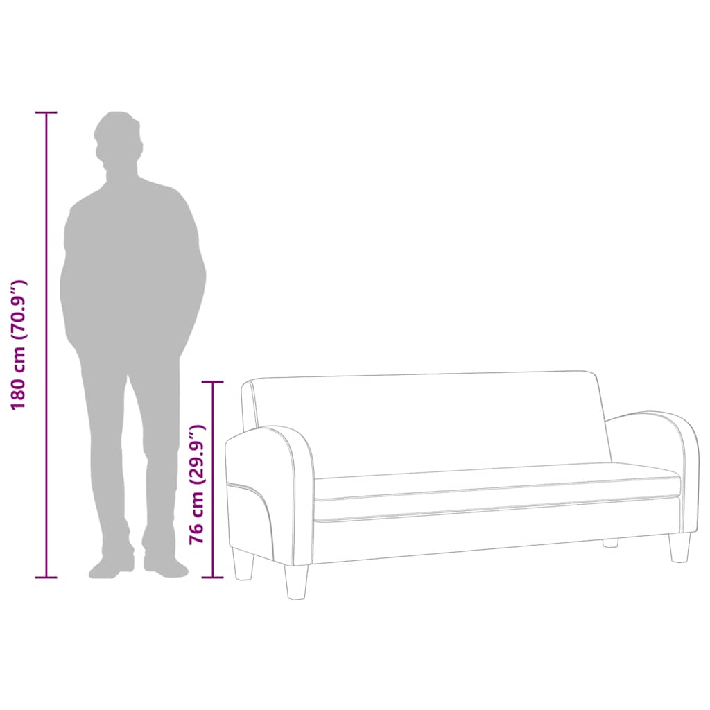 Καναπές Τριθέσιος Μαύρος από Συνθετικό Δέρμα - PAKOBAZAAR