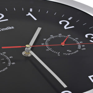 Ρολόι Τοίχου Μαύρο 30 εκ. Quartz με Υγρόμετρο και Θερμόμετρο - Pakobazaar