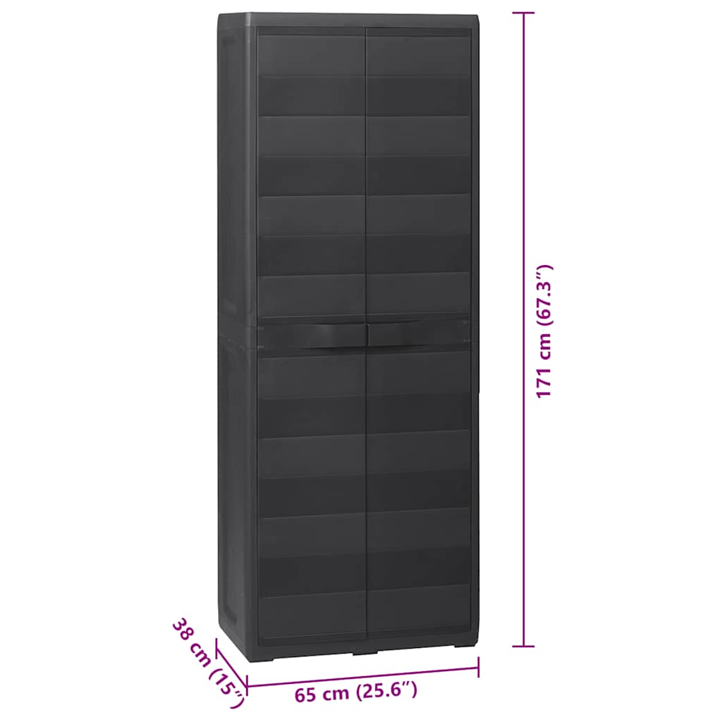 Ντουλάπα Αποθήκευσης Εξωτερικού Χώρου με 3 Ράφια Μαύρη - Pakobazaar