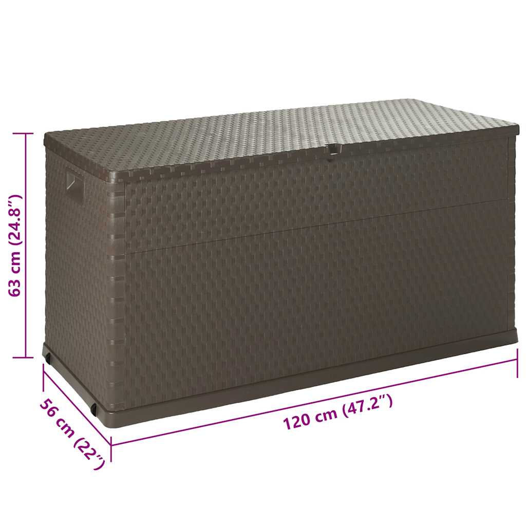Μπαούλο Αποθήκευσης Κήπου Καφέ 120 x 56 x 63 εκ. Πολυπροπυλένιο