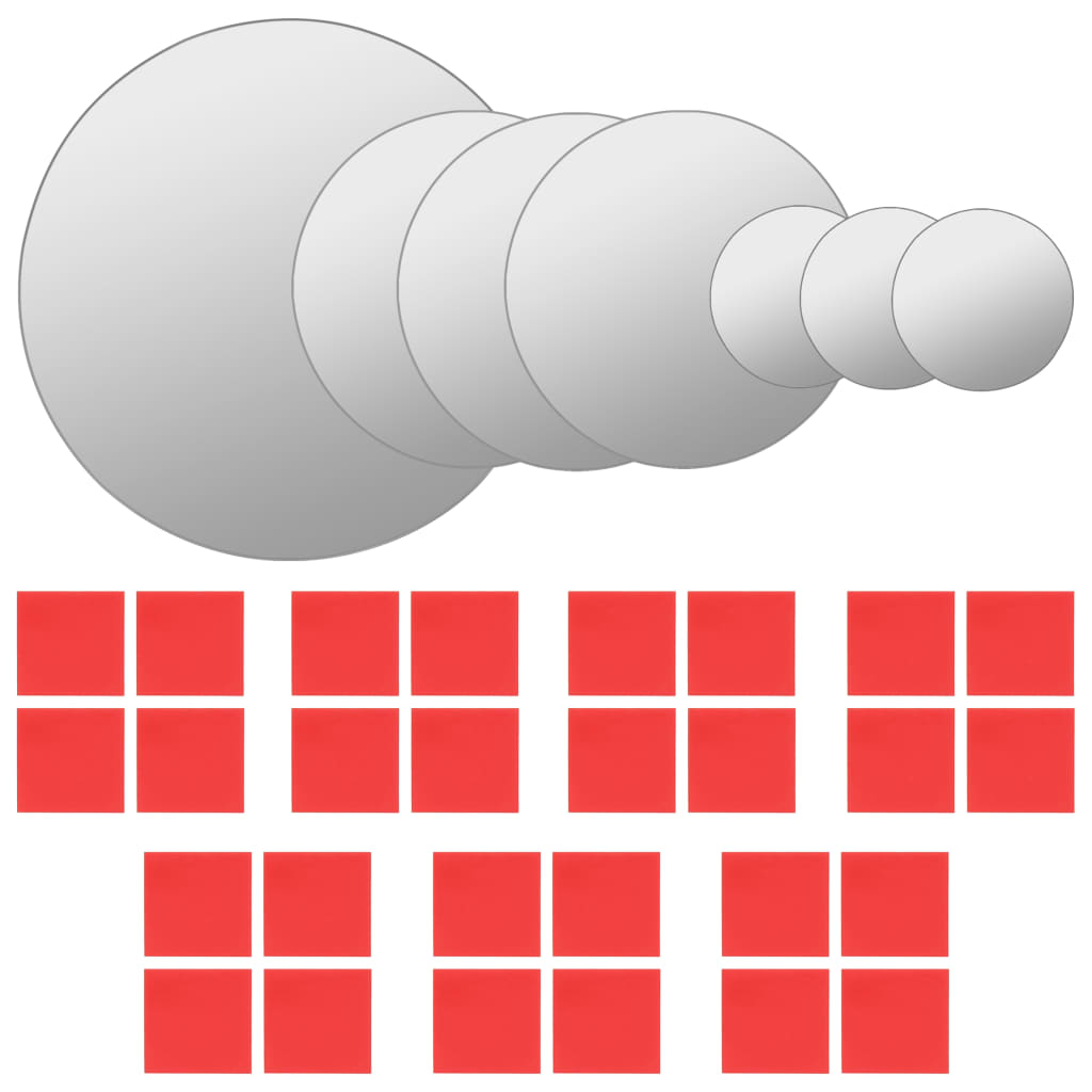 Καθρέφτες Τοίχου Σετ 7 τεμ. Στρογγυλοί Γυάλινοι - PAKOBAZAAR