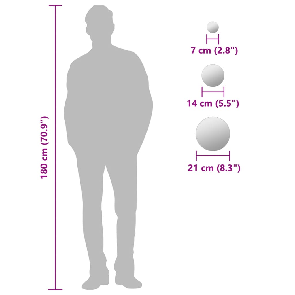 Καθρέφτες Τοίχου Σετ 7 τεμ. Στρογγυλοί Γυάλινοι - PAKOBAZAAR