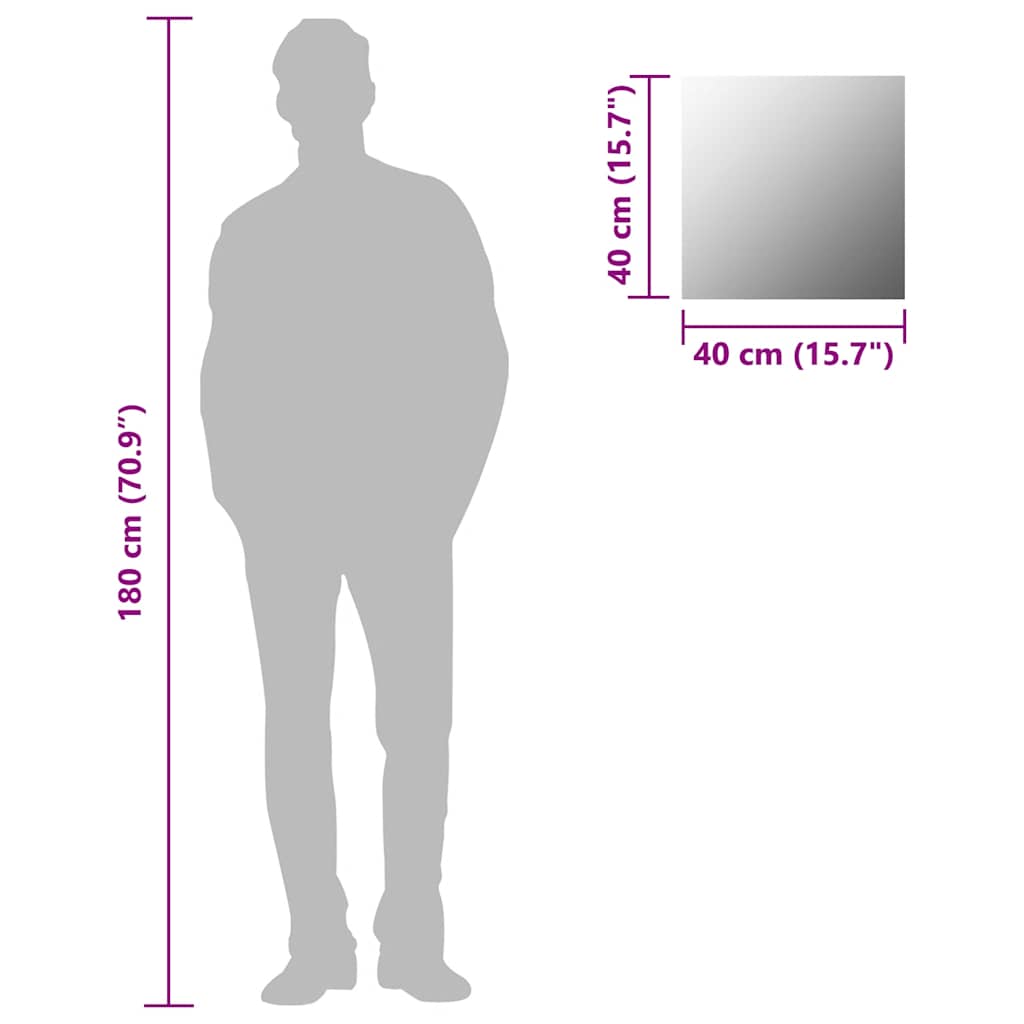 Καθρέφτης Τοίχου Τετράγωνος 40 x 40 εκ. Γυάλινος - PAKOBAZAAR