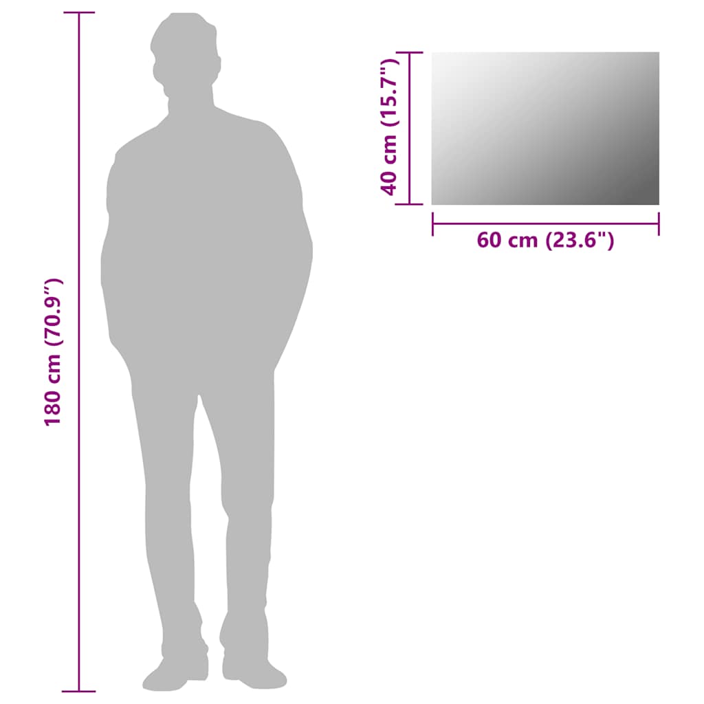 Καθρέφτης Τοίχου Ορθογώνιος 60 x 40 εκ. Γυάλινος - PAKOBAZAAR