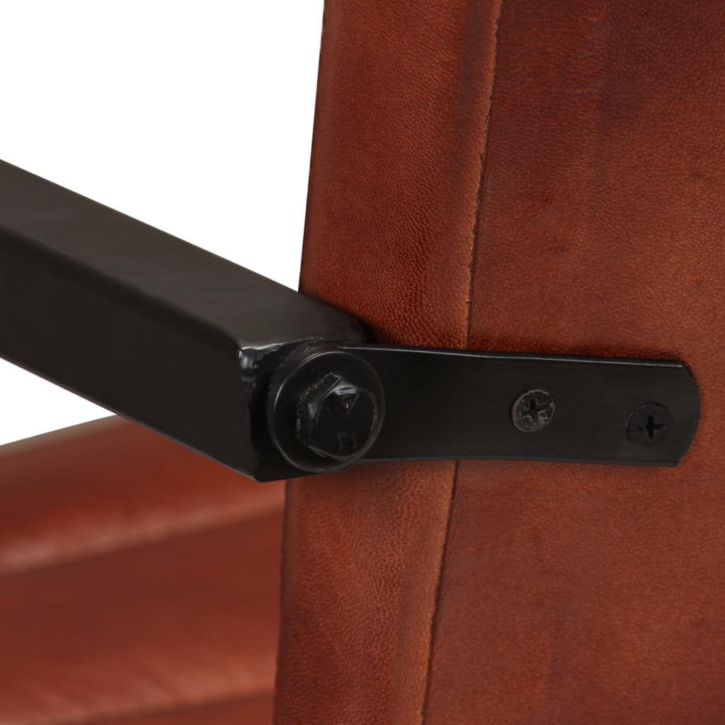 Καρέκλες Τραπεζαρίας 2 τεμ. Καφέ από Γνήσιο Δέρμα - PAKOBAZAAR