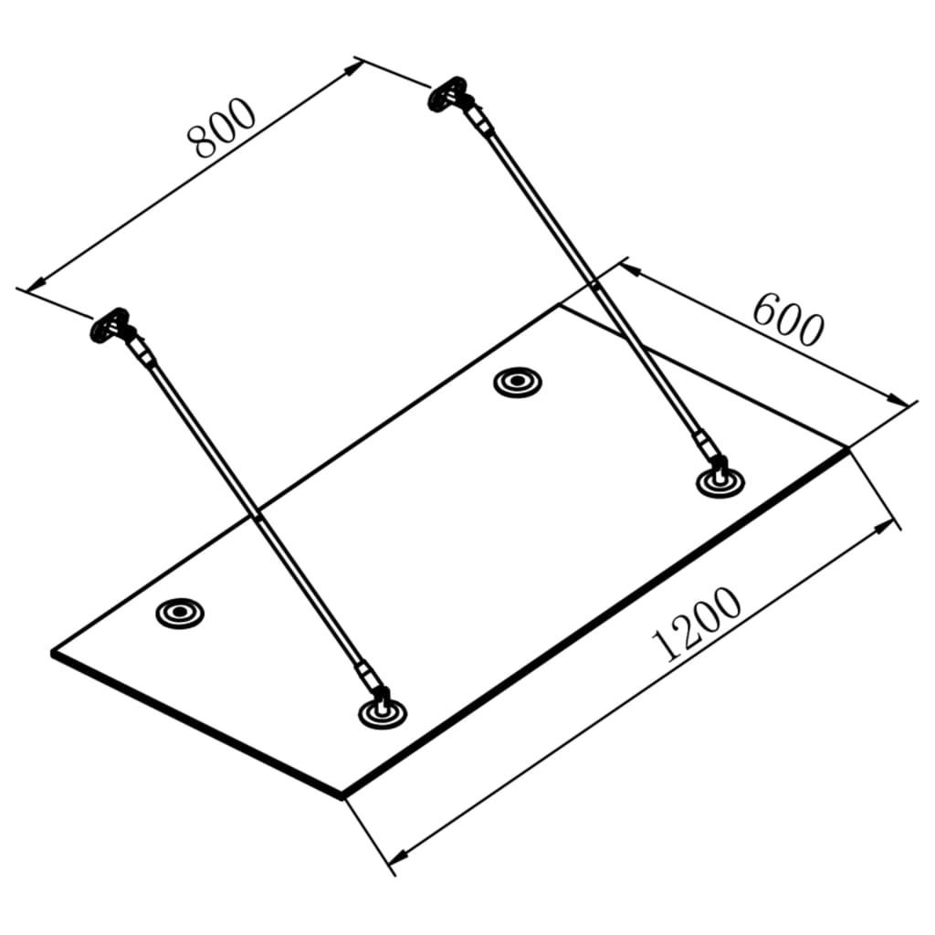 Στέγαστρο Πόρτας 120x60 εκ. Γυαλί Ασφαλείας VSG/Ανοξείδ. Ατσάλι